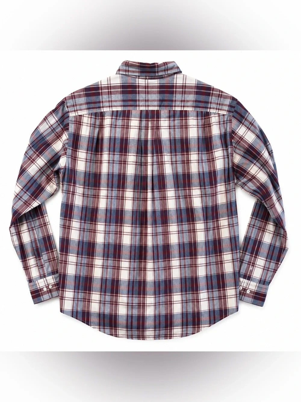 J.Crew Mens Medium Classic Fit Plaid Button Down Shirt Burgundy Blue Cotton